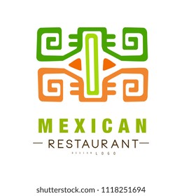 Mexican restaurant logo design, authentic traditional continental food label vector Illustration on a white background