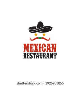 Mexican restaurant with traditional hat of Mexico design