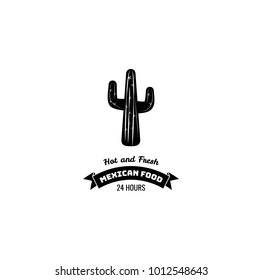 Mexican restaurant vector icon template of cactus. Hot and frash.