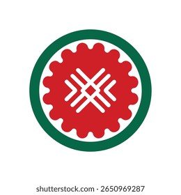 Mexican Revolucion Mexicana Symbol with Red Cogwheel Shape Cross on Mexico emblem