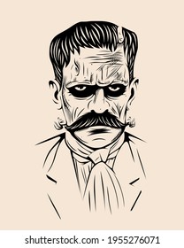 Mexican revolutionary monster vector illustration