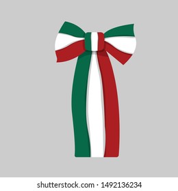 Mexican Ribbon With Flag Colors. Mexican  Independence Day Symbol.