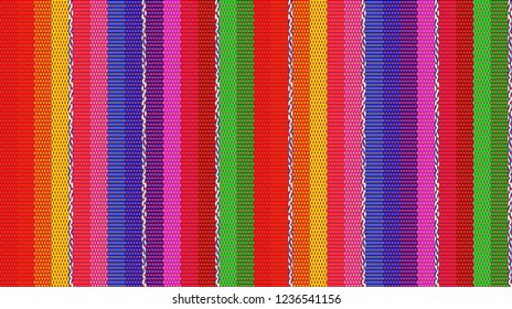 mexican rug pattern. serape stripes vector. detail background with mexican colors.