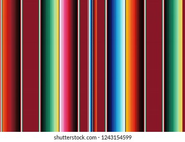 Mexican Rug Pattern. Serape Stripes Vector. Detail Background With Mexican Colors.