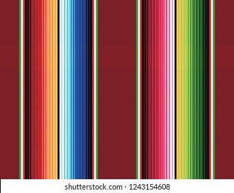 Mexican Rug Pattern. Serape Stripes Vector. Detail Background With Mexican Colors.