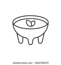 Mexican salsa bowl flat line colored icon.