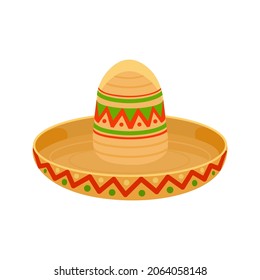 Mexican sambrero in honor of Cinco De May or Day of the Dead. Mexican traditional headdress. Vector illustration