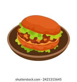 Dibujo vectorial pambazo de sandwich mexicano