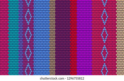 Mexican Sarape Vector Illustration, Striped Multicolor Background