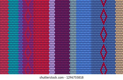 Mexican Sarape Vector Illustration, Striped Multicolor Background