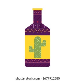Mexican sauce bottle flat style icon design, Mexico culture tourism landmark latin and party theme Vector illustration