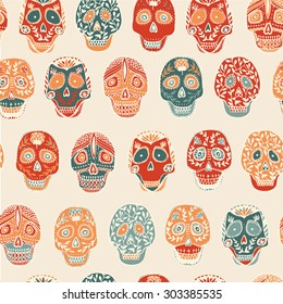 Mexican scull pattern seamless