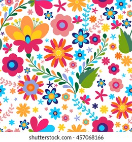 Mexican seamless floral  pattern, beautiful ethnic ornamert
