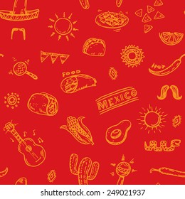 Mexican seamless hand drawn pattern