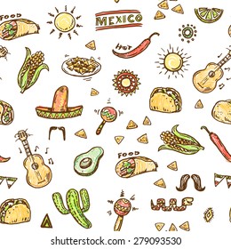 Mexican seamless hand drawn pattern