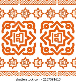 mexikanisches nahtloses Muster. Aztec, geometrischer Ausdruck von Navajo. Ethnische Tapete, Stoff, Deckel, Textil, Teppich, Decke.
