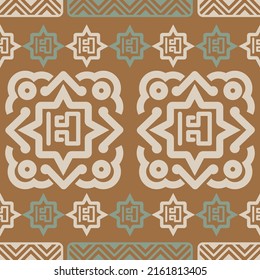 mexikanisches nahtloses Muster. Aztec, geometrischer Ausdruck von Navajo. Ethnische Tapete, Stoff, Deckel, Textil, Teppich, Decke.
