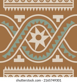 mexikanisches nahtloses Muster. Aztec, geometrischer Ausdruck von Navajo. Ethnische Tapete, Stoff, Deckel, Textil, Teppich, Decke.
