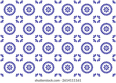 Mexican seamless pattern with flower inspired by talavera ceramic tile. Vector illustration. Mosaic design art.