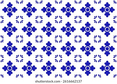 Mexican seamless pattern with flower inspired by talavera ceramic tile. Vector illustration. Mosaic design art.