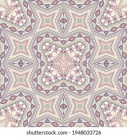 Mexican seamless pattern graphic design. Damask geometric texture. Textile print in ethnic style. Patchwork motifs in tribal style.