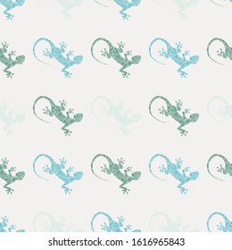 Mexican seamless pattern with lizards. Ornamental lizards colorful illustration pattern. Vector image of an gecko on white background.