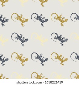 Mexican seamless pattern with lizards. Lizards. Talavera ornamental ceramic. Vector pattern.