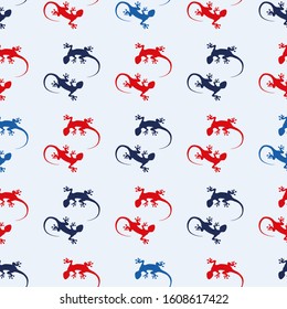 Mexican seamless pattern with lizards. Traditional decorative objects. Talavera ornamental ceramic. Vector seamless pattern with lizards.
