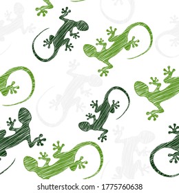 Mexican seamless pattern with lizards. Traditional decorative objects. Talavera ornamental ceramic. Ethnic folk ornament.