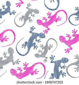 Mexican seamless pattern with lizards. Traditional decorative objects. Talavera ornamental ceramic. Ethnic folk ornament.