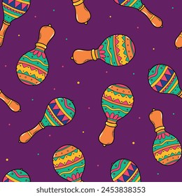 Mexican seamless pattern with maracas for cinco de mayo, dia de los muertos and other traditional holidays. Good for wallpaper, wrapping paper, scrapbooking, stationary, textile prints, etc. EPS 10