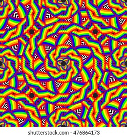 Mexican seamless Pattern in rainbow colors. Vector circle background.