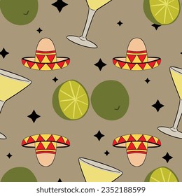 Mexican seamless pattern tequila illustration design