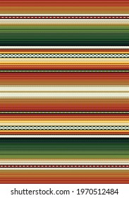 Mexican serape design vector seamless pattern. Colorful stripe background. Ethnic boho fabric illustration. Ornament for Cinco de Mayo fiesta decor.