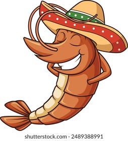 Mexican shrimp character vector illustration