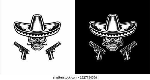 Mexican skull black and white version