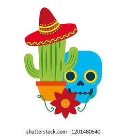 mexican skull cactus hat and flower