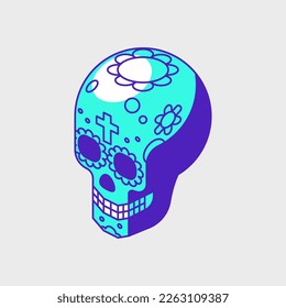 Mexican skull calavera isometric vector icon illustration