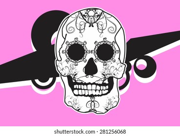 mexican skull cartoon background in vector format very easy to edit