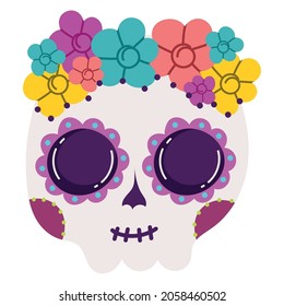 mexican skull catrina with flowers