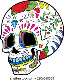 Mexican Skull with Colorful Details 2