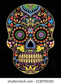 mexican skull colors graphic design