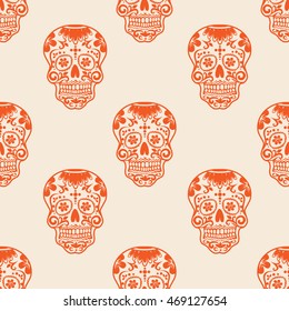 Mexican skull for the day of dead illustration seamless pattern background