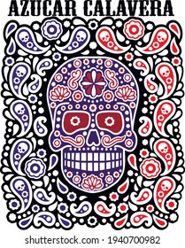mexican skull, Day of the Dead,(Azucar Calavera-spanish - sugar skull) vintage design t shirts
