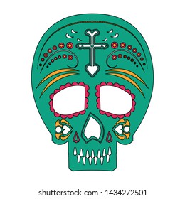 Mexican skull day of death icon vector illustration graphic design