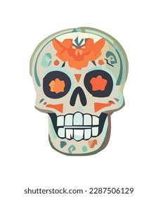 mexican skull decoration symbolizes death icon isolated