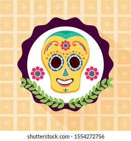 Mexican skull design, Mexico culture tourism landmark latin and party theme Vector illustration