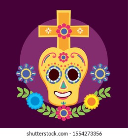 Mexican skull design, Mexico culture tourism landmark latin and party theme Vector illustration