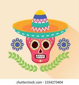 Day Dead Celebration Skull Mask Mexican Stock Vector (Royalty Free ...