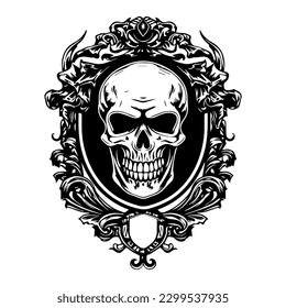 A Mexican skull emblem logo design that is ideal for biker clubs or alternative music bands